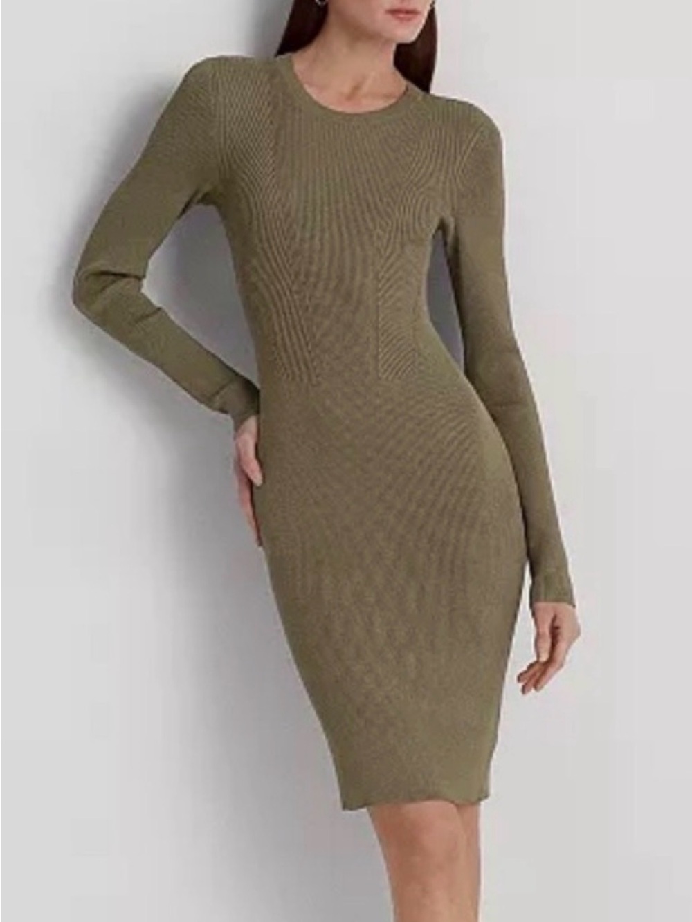 Ralph Lauren black label rib knit long sleeve midi dress